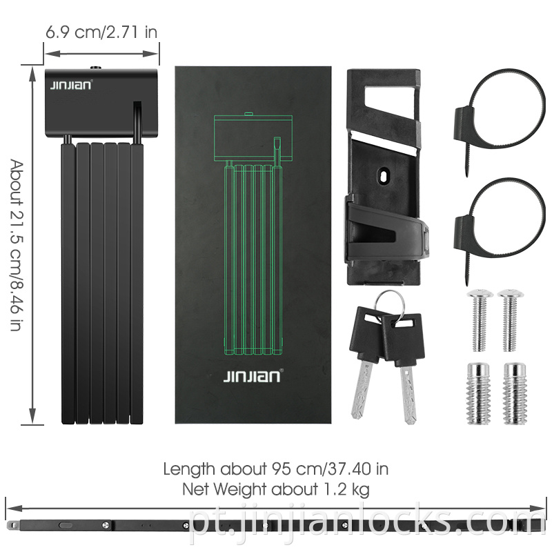 Lock de travamento dobrável de bicicleta trava dobrável para bicicleta elétrica Ecocolador E-scooter dobrável Bloqueio de bicicleta de corrente